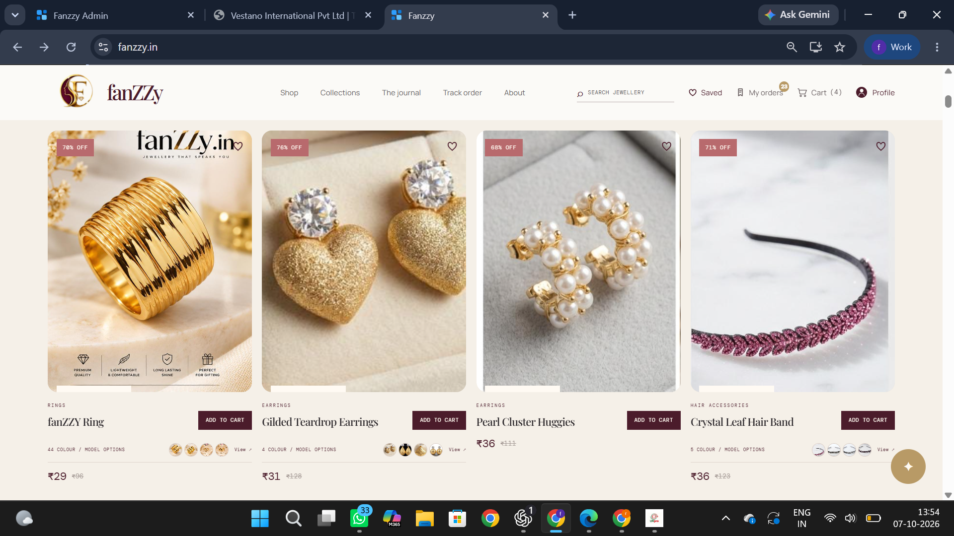 Fanzzy online jewellery product catalogue